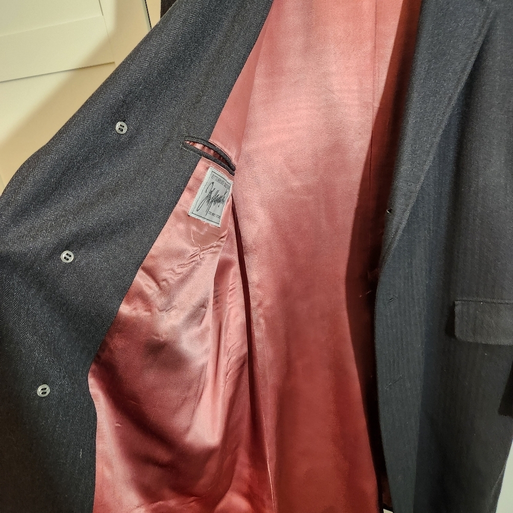 VINTAGE John Wanamaker Rittenhouse Collection 100% Wool Herringbone Overcoat 42R - Picture 7 of 12